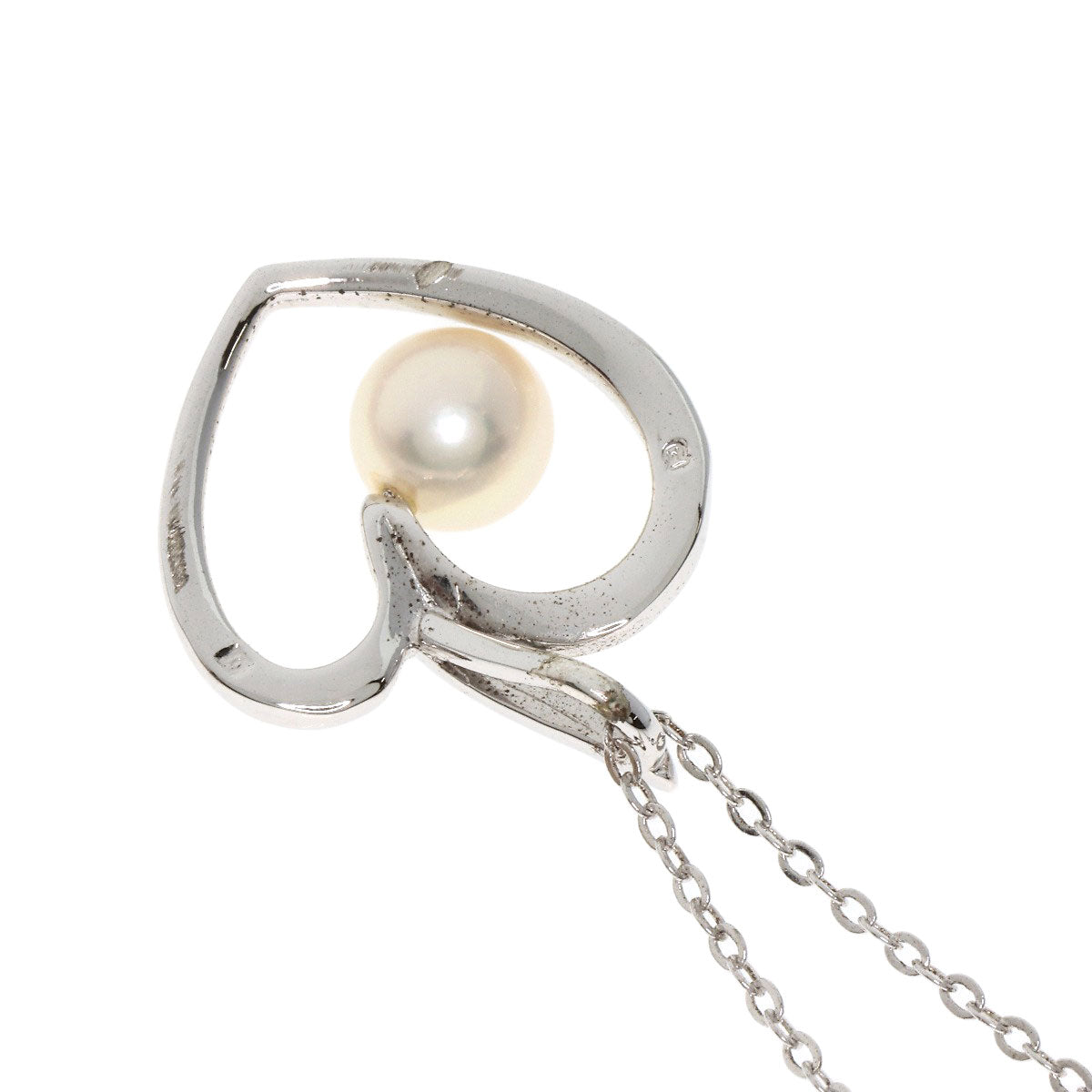 MIKIMOTO   Necklace Heart Motif Pearl Silver Ladies
