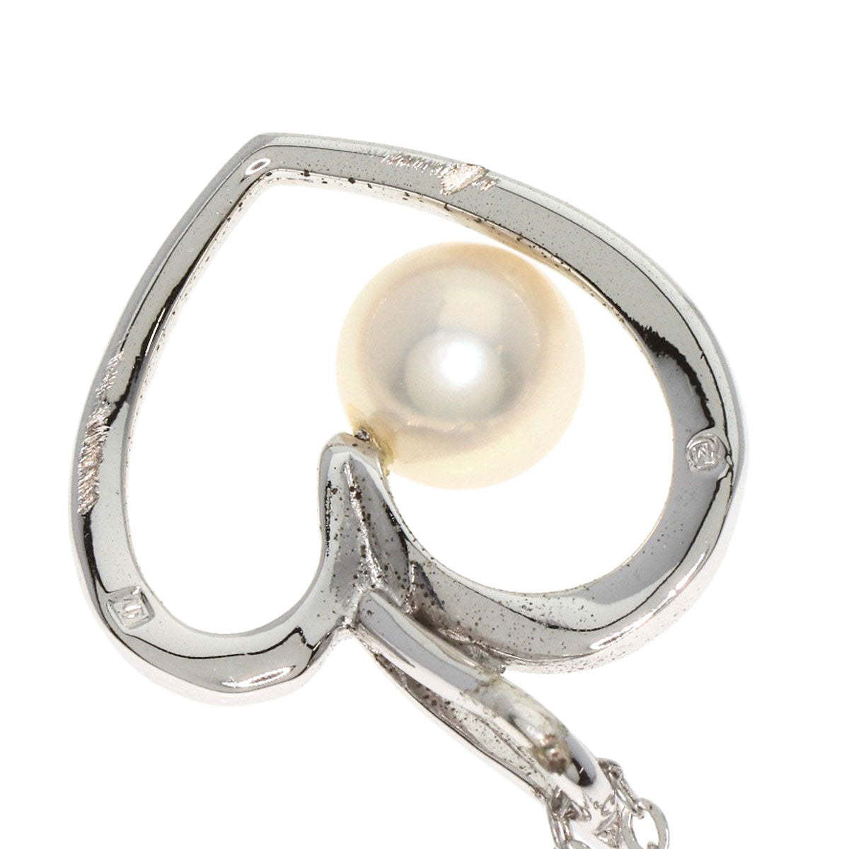 MIKIMOTO   Necklace Heart Motif Pearl Silver Ladies