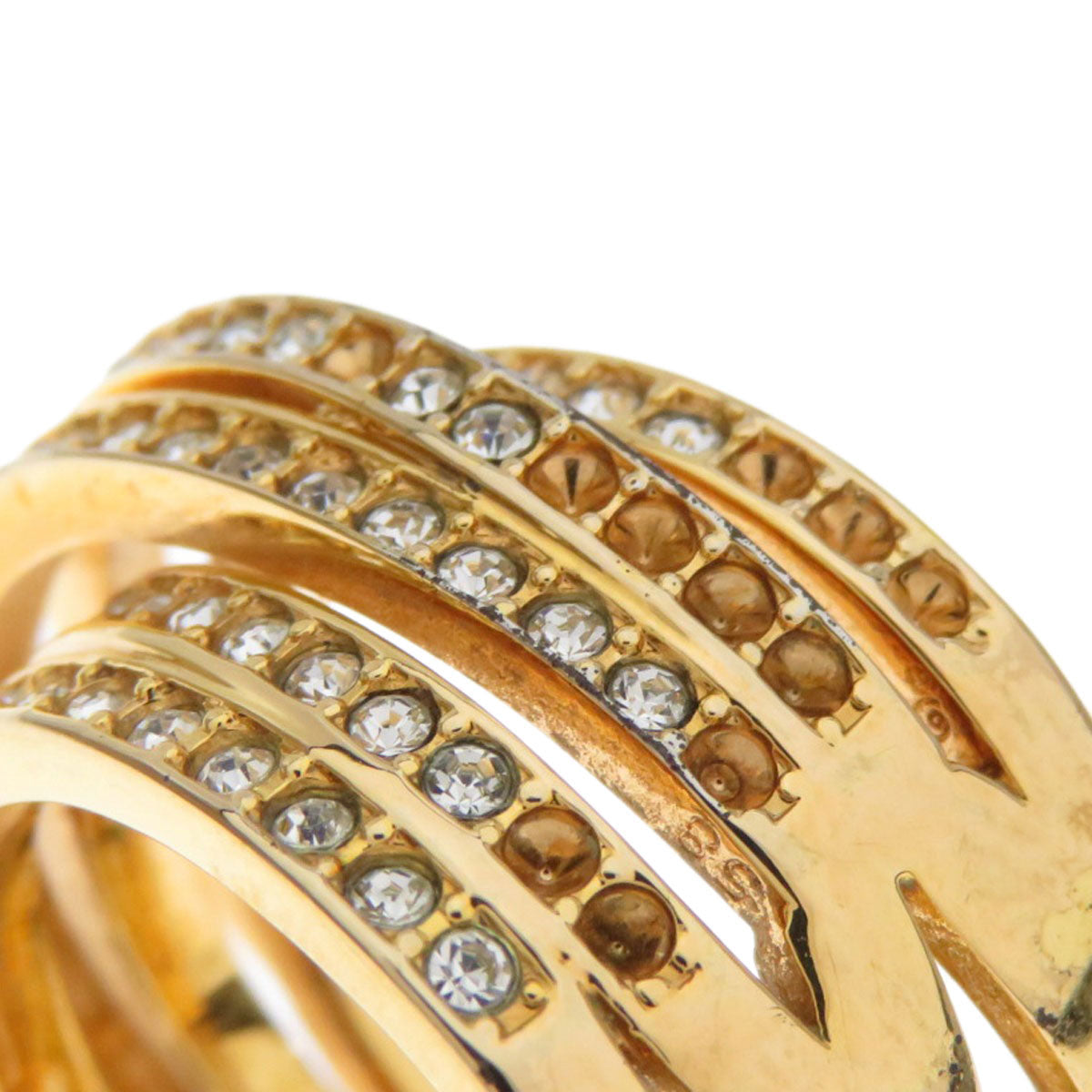 2 piece ring set with Swarovski Brooch Coral 10.3g　Ladies