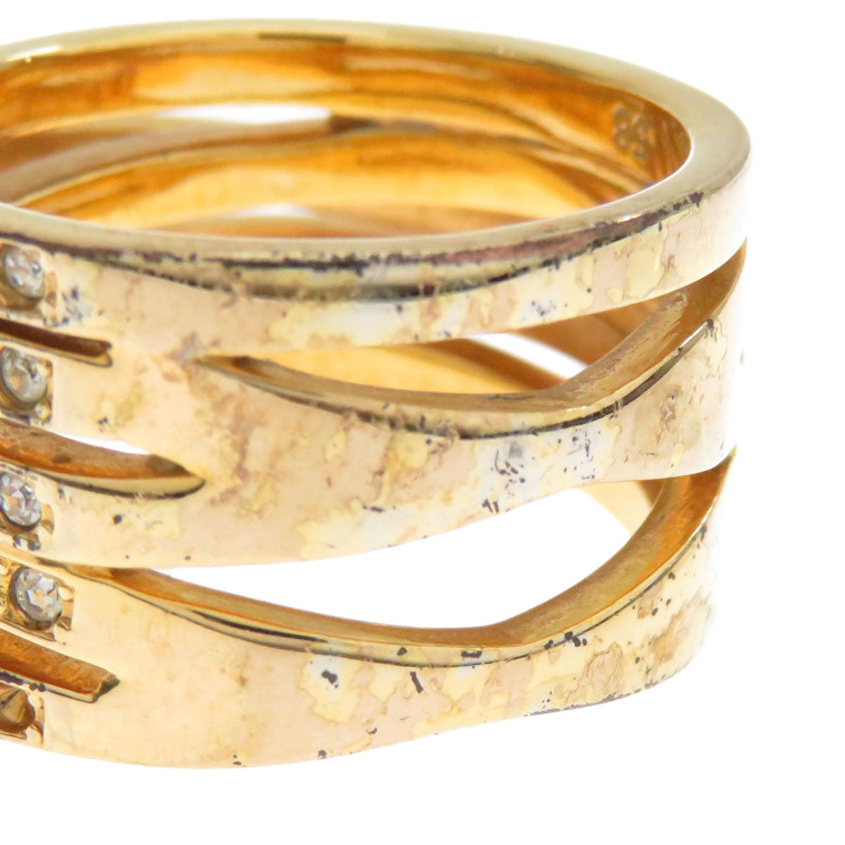 2 piece ring set with Swarovski Brooch Coral 10.3g　Ladies