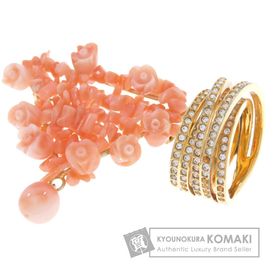 2 piece ring set with Swarovski Brooch Coral 10.3g　Ladies