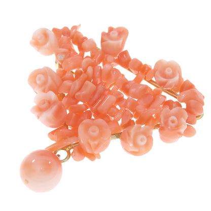 2 piece ring set with Swarovski Brooch Coral 10.3g　Ladies