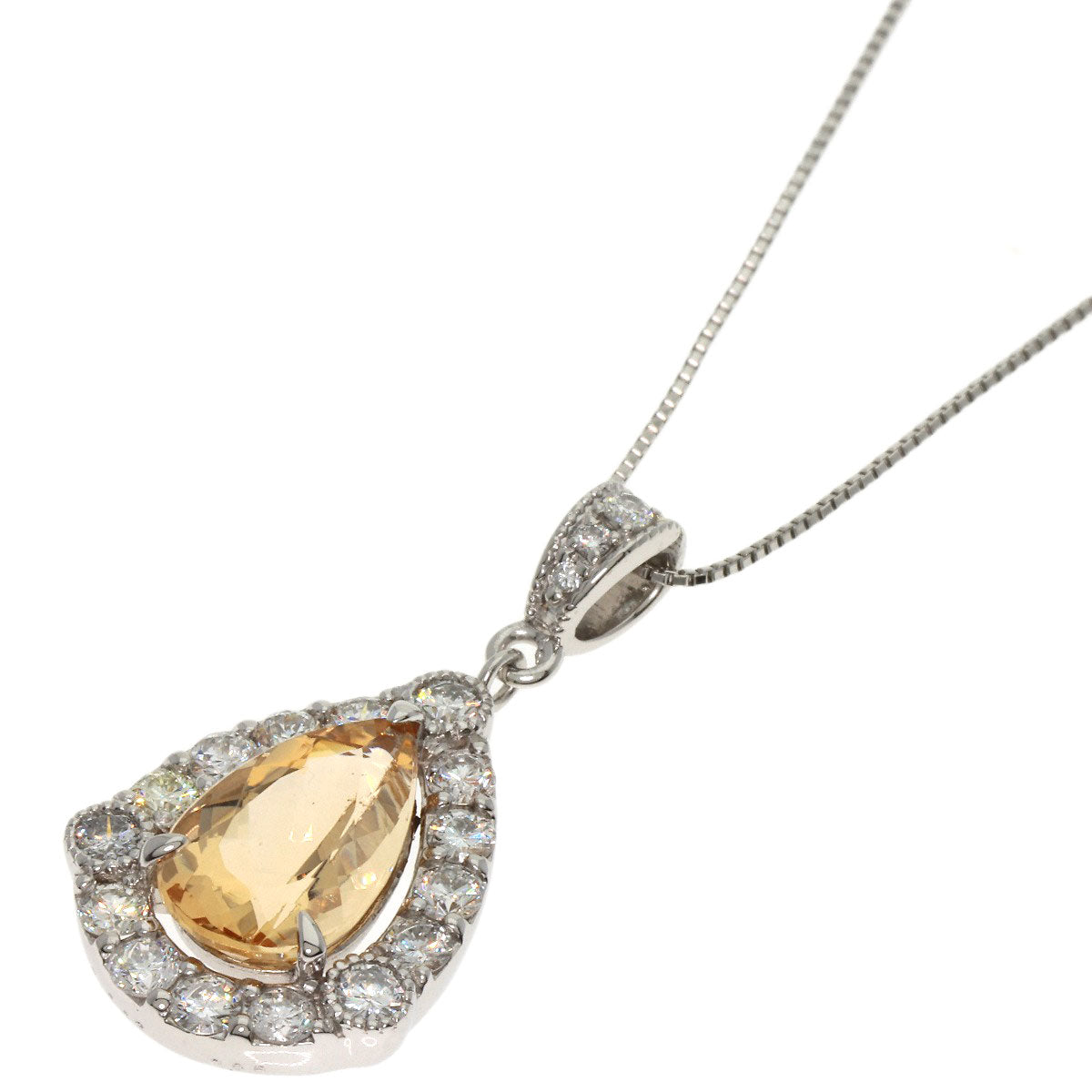 2.562ct Imperial Topaz Diamond Necklace Platinum PT950 PT850 5.7g　Ladies