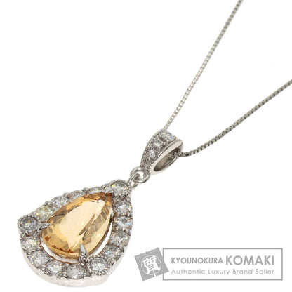 2.562ct Imperial Topaz Diamond Necklace Platinum PT950 PT850 5.7g　Ladies