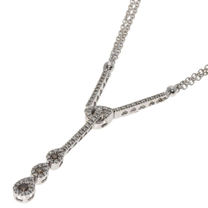 0.53ct Diamond 2 stations Necklace K18 White Gold  11.6g　Ladies