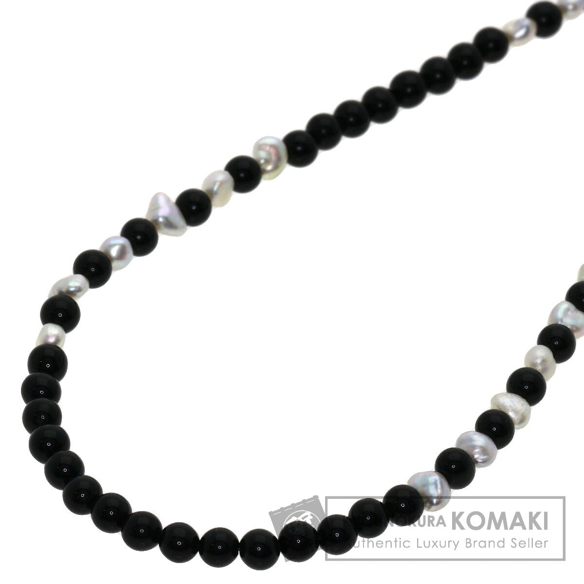 Onyx Pearl Pearl Necklace K18 White Gold  6.5g　Ladies