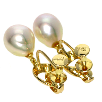 0.02ct Pearl Pearl Diamond Earring K18 Yellow Gold  4.1g　Ladies