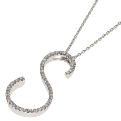 0.27ct Initials S Diamond Necklace K18 White Gold  5.5g　Ladies