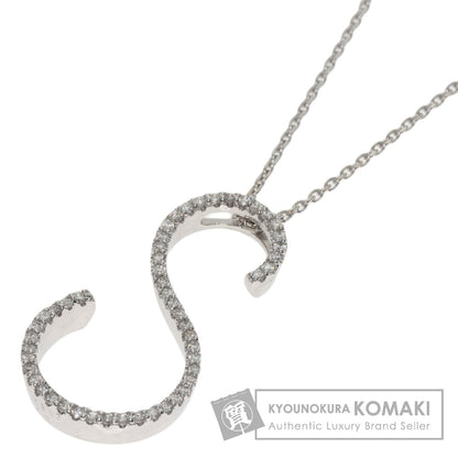 0.27ct Initials S Diamond Necklace K18 White Gold  5.5g　Ladies