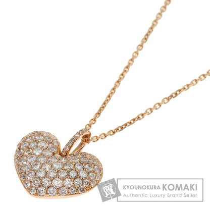 1.08ct Diamond heart motif Necklace K18 Pink Gold  5.2g　Ladies