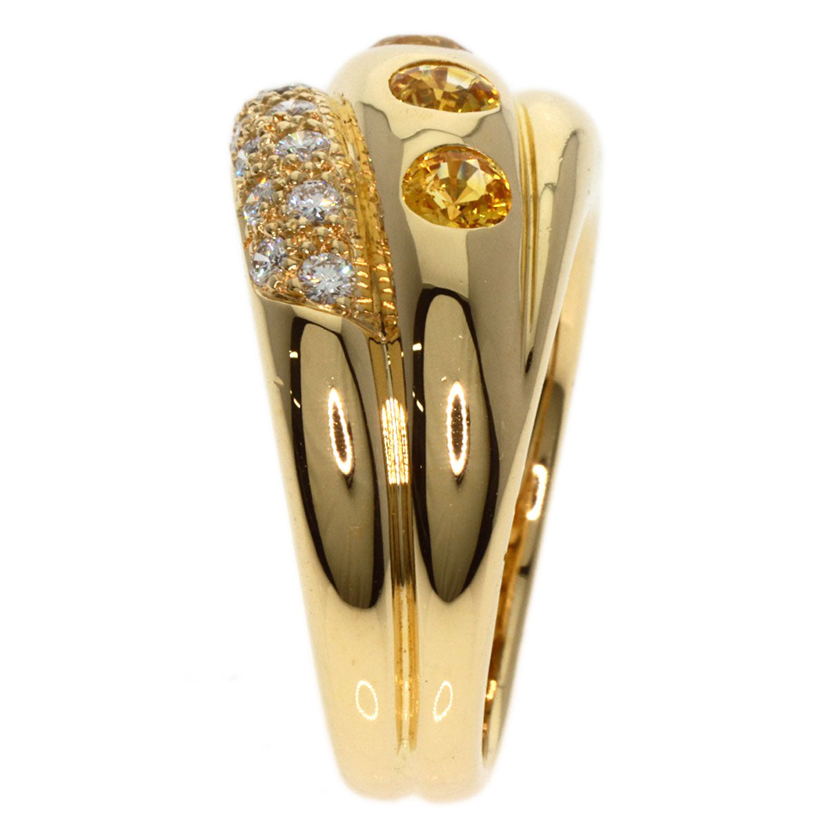 Jeunet   Ring Sapphire Diamond K18 Yellow Gold Ladies