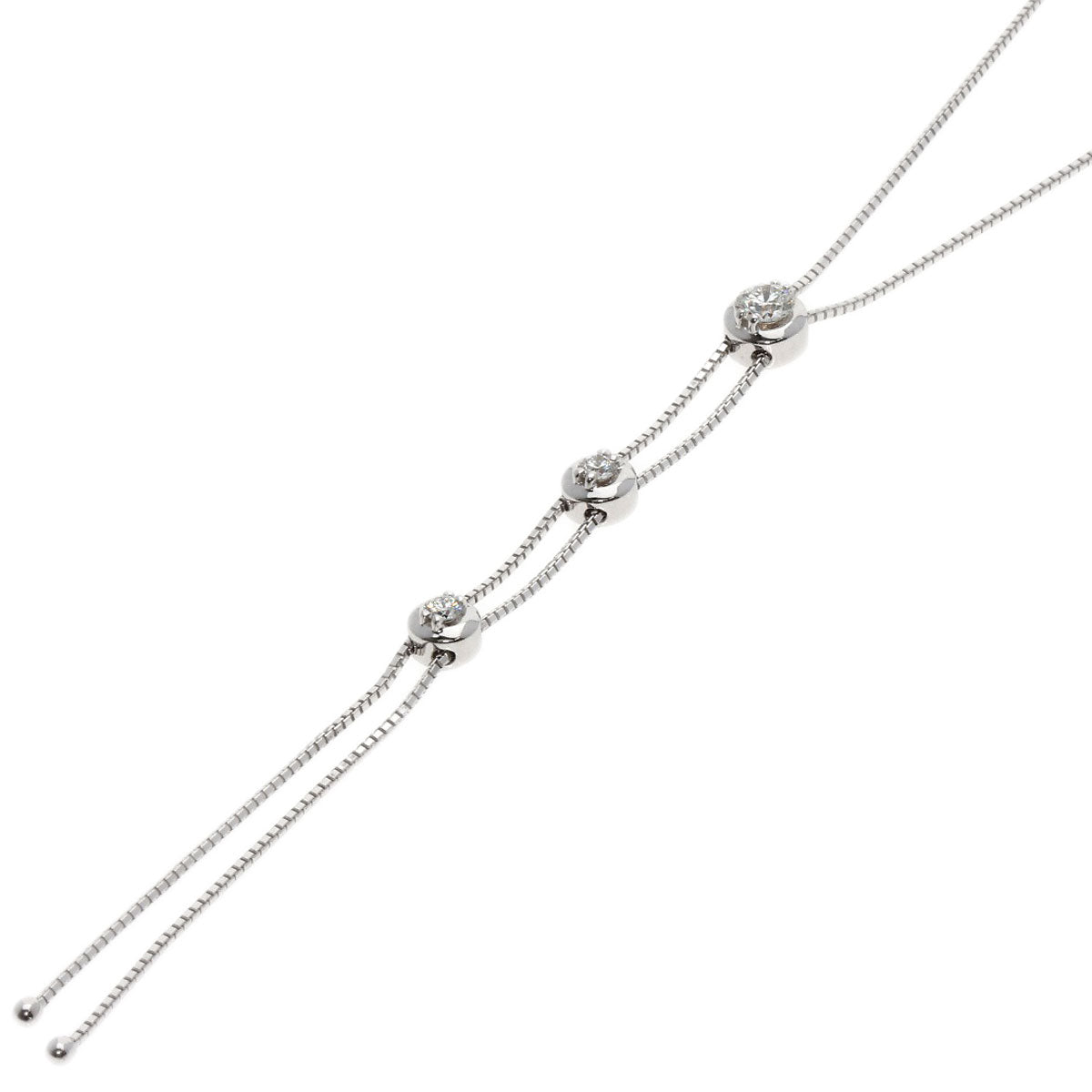 TASAKI 3P Diamond Necklace K18 White Gold Ladies [Used]