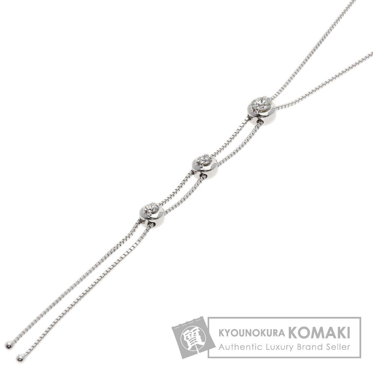 TASAKI 3P Diamond Necklace K18 White Gold Ladies [Used]