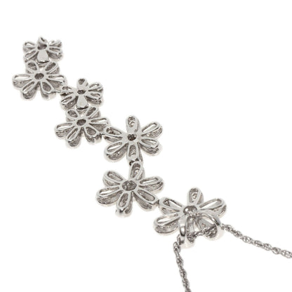 1.4ct Diamond flower motif Necklace K18 White Gold 12.5g　Ladies