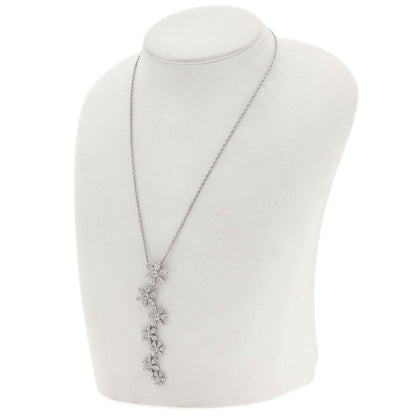 1.4ct Diamond flower motif Necklace K18 White Gold 12.5g　Ladies