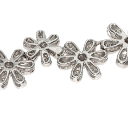 1.4ct Diamond flower motif Necklace K18 White Gold 12.5g　Ladies