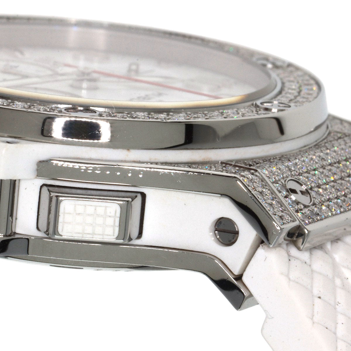 HUBLOT Big Bang White Pave Diamond Watches 301.SE.230.WR174 Stainless Steel/Rubber mens