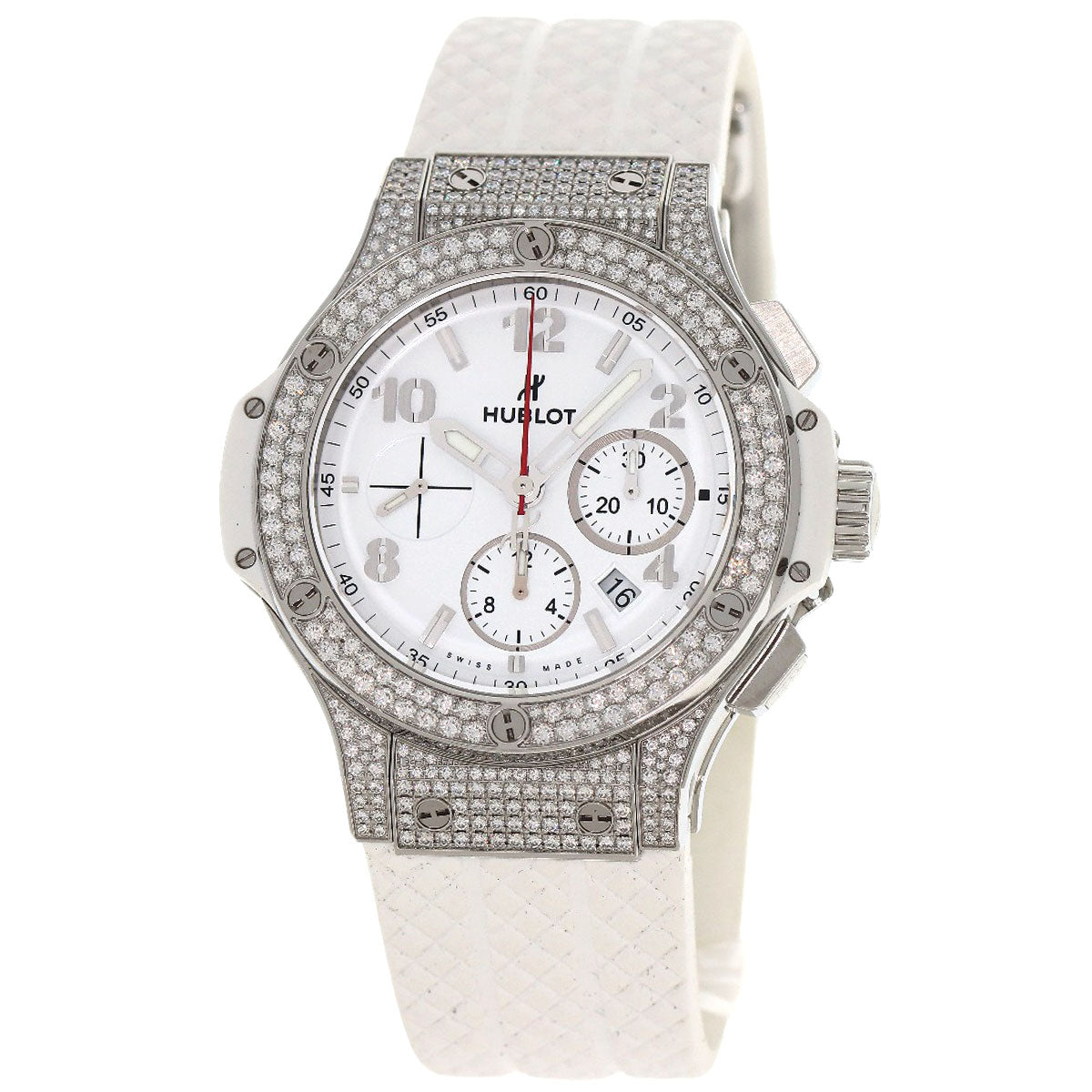 HUBLOT Big Bang White Pave Diamond Watches 301.SE.230.WR174 Stainless Steel/Rubber mens