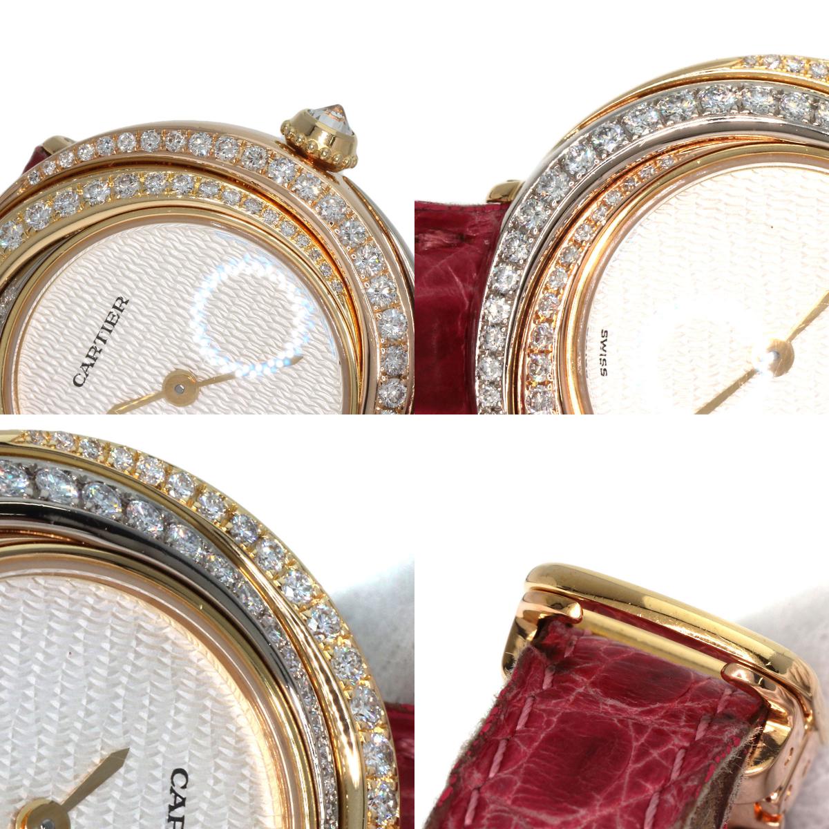 CARTIER Trinity Diamond Watches WG200351 K18 Pink Gold/Leather Ladies