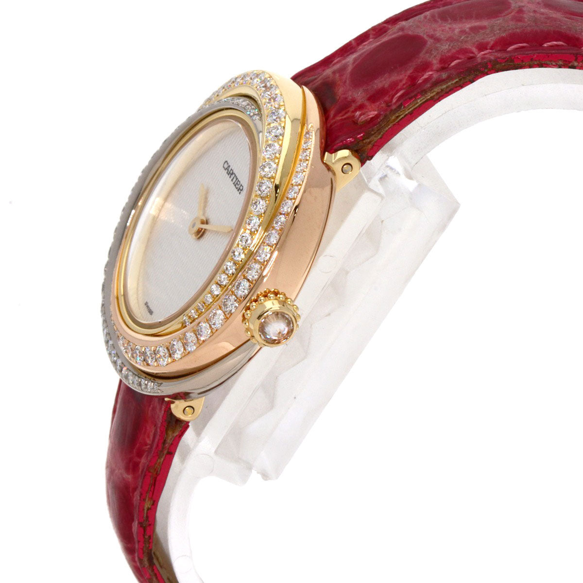 CARTIER Trinity Diamond Watches WG200351 K18 Pink Gold/Leather Ladies