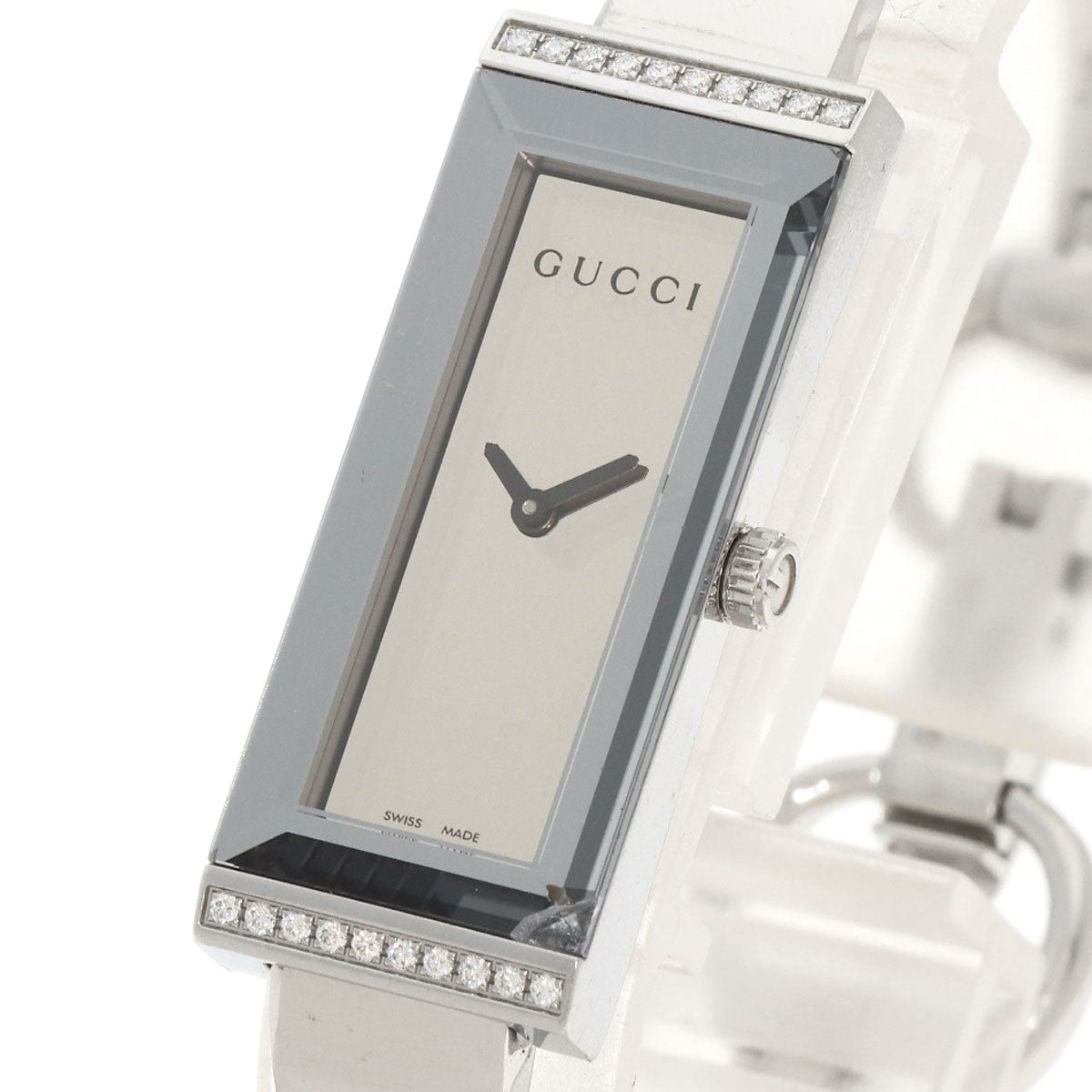 GUCCI Square Face Bezel Diamond Watches 127.5 Stainless Steel/Stainless Steel Ladies