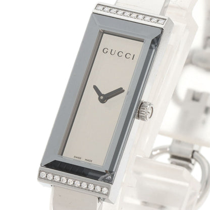 GUCCI Square Face Bezel Diamond Watches 127.5 Stainless Steel/Stainless Steel Ladies