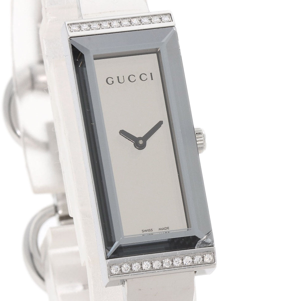 GUCCI Square Face Bezel Diamond Watches 127.5 Stainless Steel/Stainless Steel Ladies