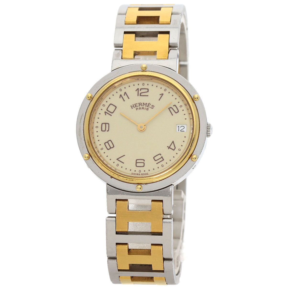 HERMES Clipper Old Belt Watches Stainless Steel/SSxGP mens