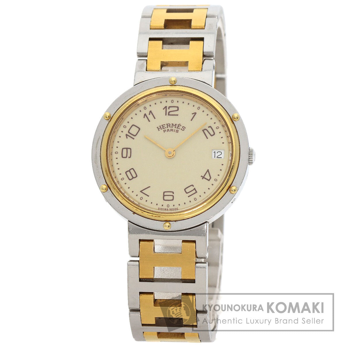 HERMES Clipper Old Belt Watches Stainless Steel/SSxGP mens