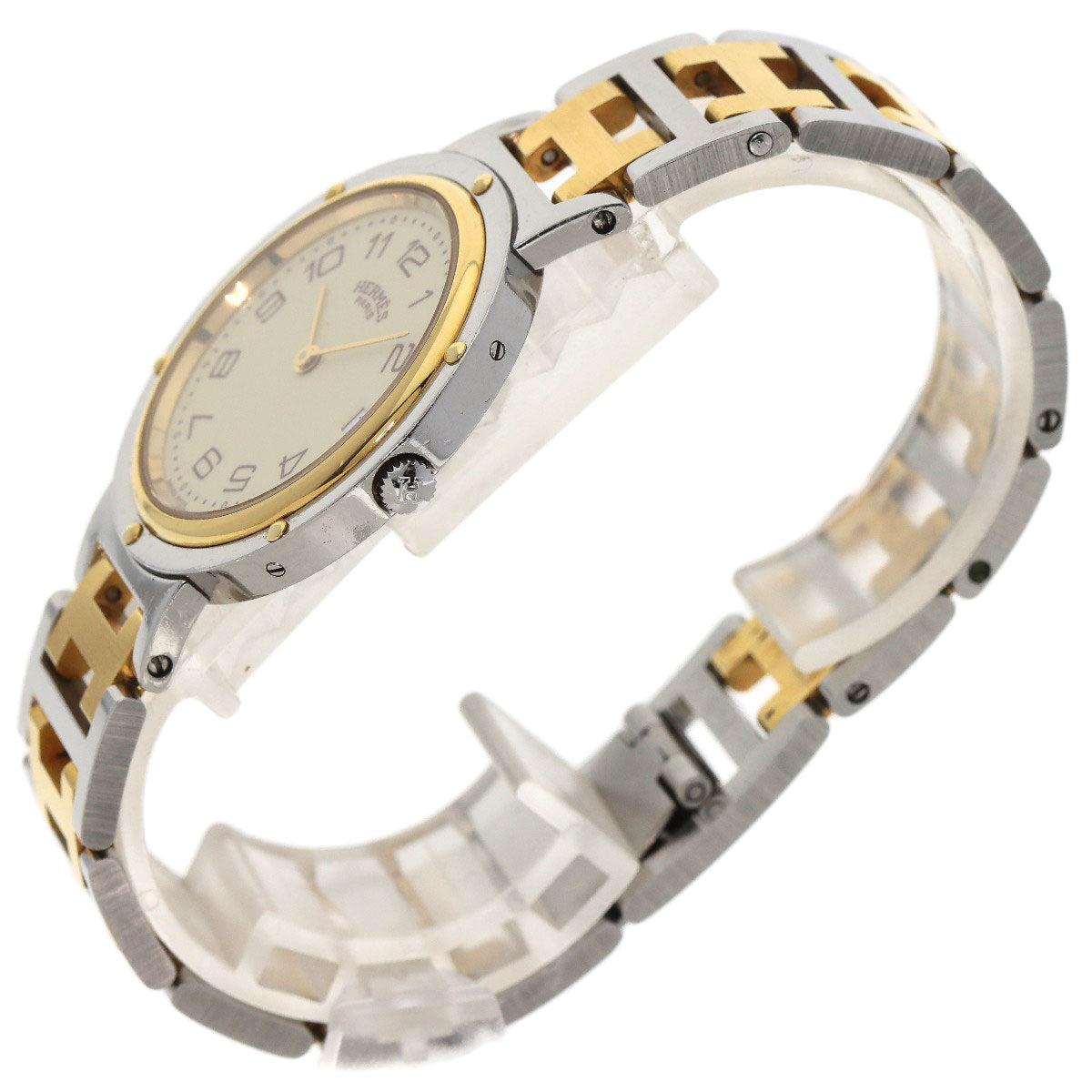 HERMES Clipper Old Belt Watches Stainless Steel/SSxGP mens