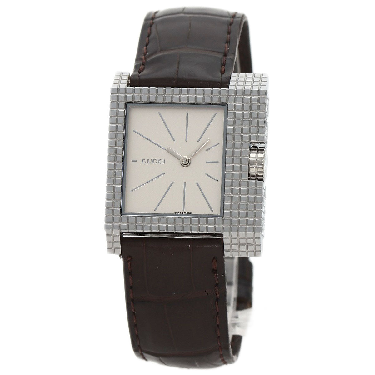 GUCCI Square face Watches 7100M Stainless Steel/Leather mens