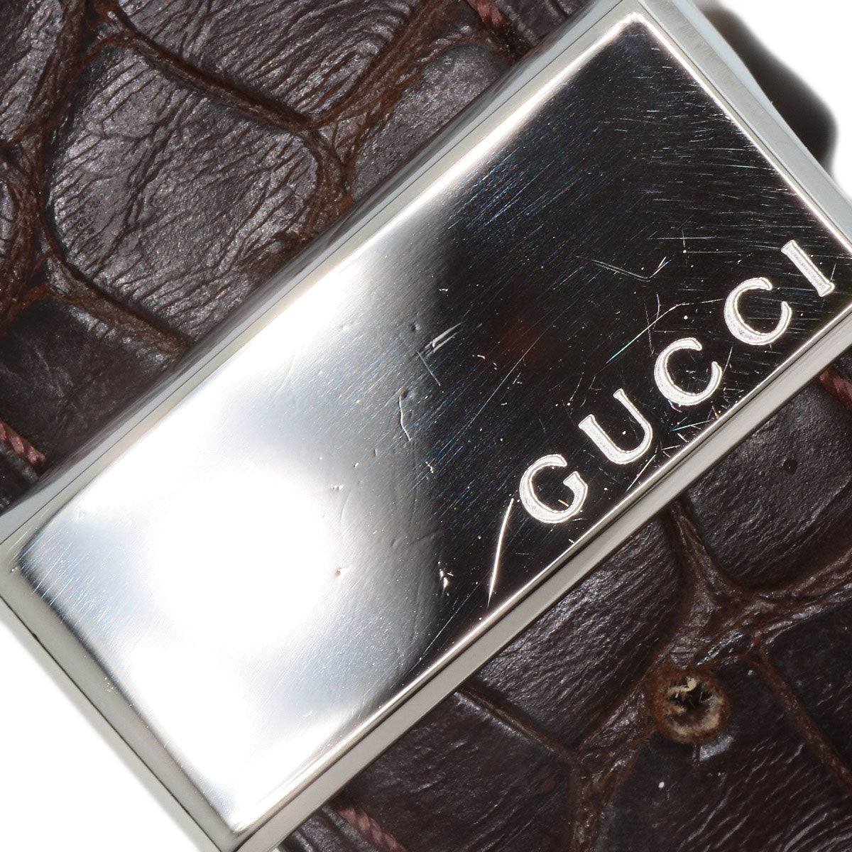 GUCCI Square face Watches 7100M Stainless Steel/Leather mens