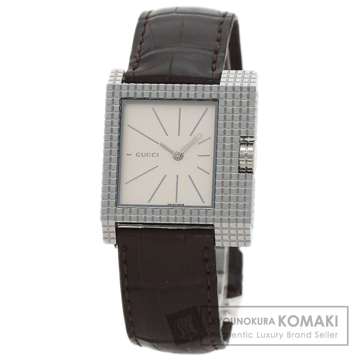 GUCCI Square face Watches 7100M Stainless Steel/Leather mens
