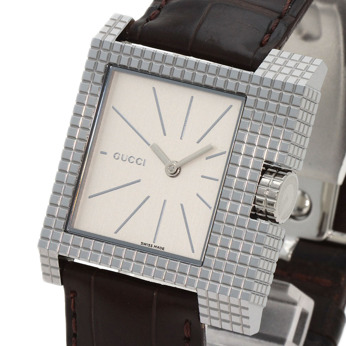 GUCCI Square face Watches 7100M Stainless Steel/Leather mens