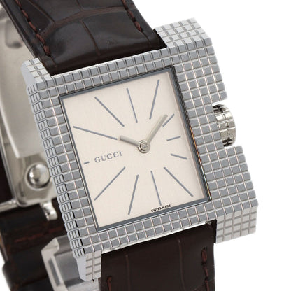 GUCCI Square face Watches 7100M Stainless Steel/Leather mens