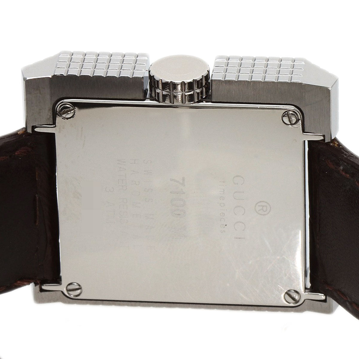 GUCCI Square face Watches 7100M Stainless Steel/Leather mens