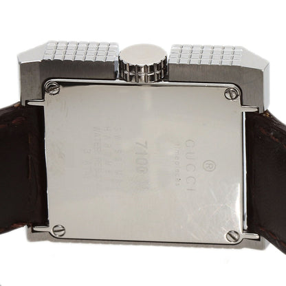 GUCCI Square face Watches 7100M Stainless Steel/Leather mens