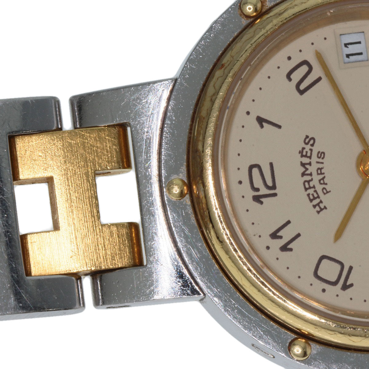 HERMES Clipper Old Belt Watches Stainless Steel/SSxGP Ladies
