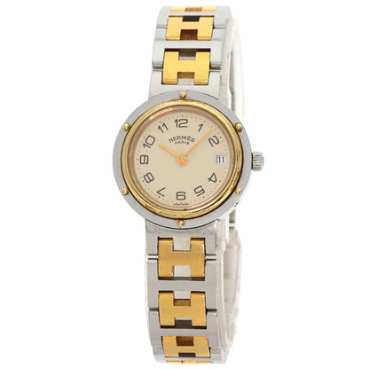 HERMES Clipper Old Belt Watches Stainless Steel/SSxGP Ladies