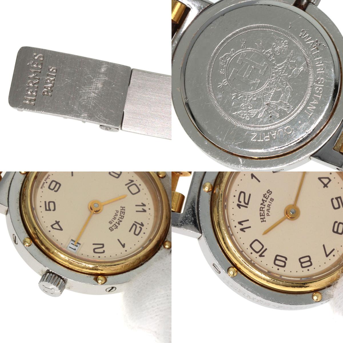 HERMES Clipper Old Belt Watches Stainless Steel/SSxGP Ladies