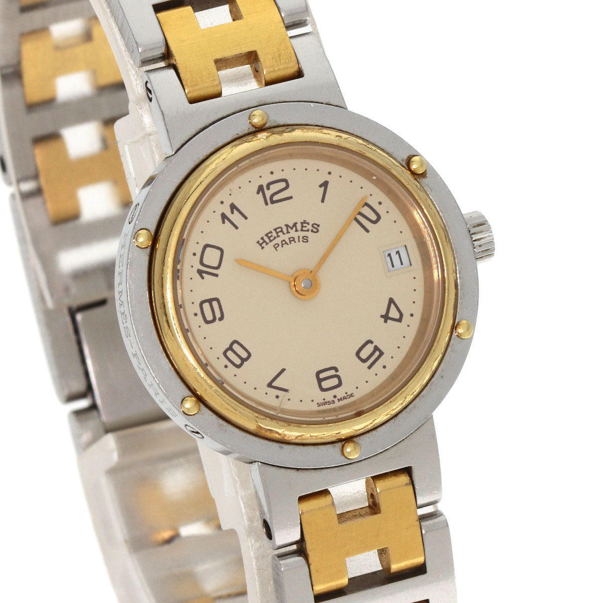 HERMES Clipper Old Belt Watches  Stainless Steel/SSxGP Ladies