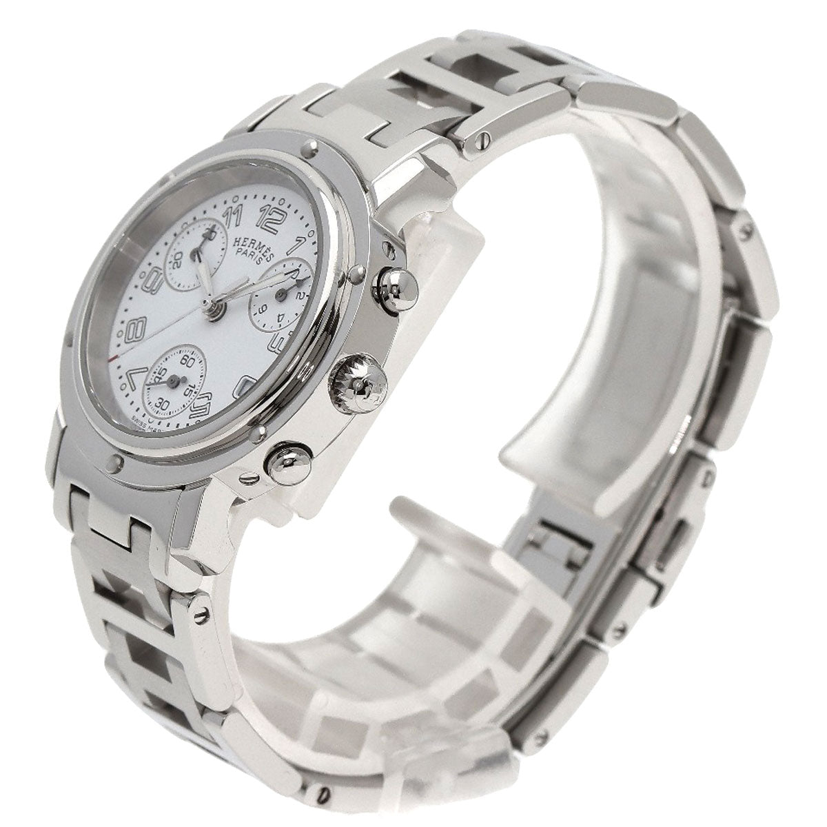 HERMES Clipper Chronograph New Buckle Watches CL1.310 Stainless Steel/Stainless Steel Ladies