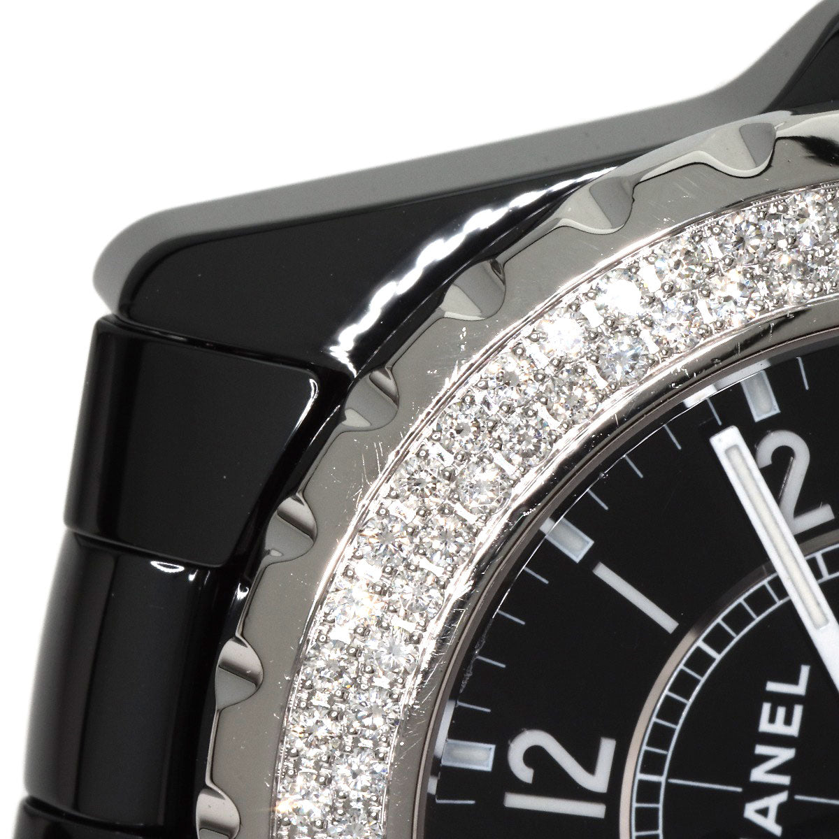 CHANEL J12 1.5" Double Diamond Bezel Watches H0950 Ceramic/Ceramic mens