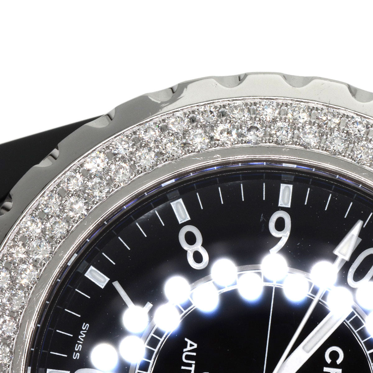 CHANEL J12 1.5" Double Diamond Bezel Watches H0950 Ceramic/Ceramic mens