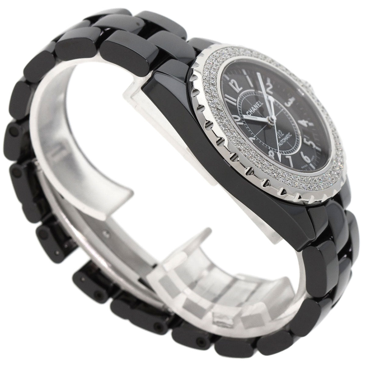 CHANEL J12 1.5" Double Diamond Bezel Watches H0950 Ceramic/Ceramic mens