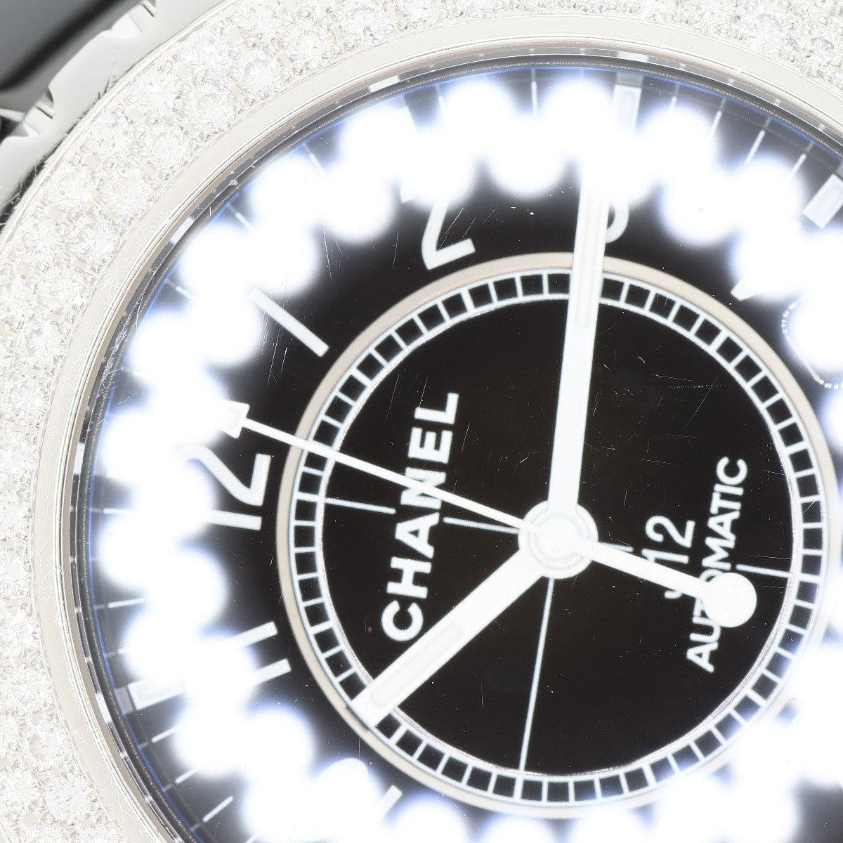 CHANEL J12 1.5" Double Diamond Bezel Watches H0950 Ceramic/Ceramic mens