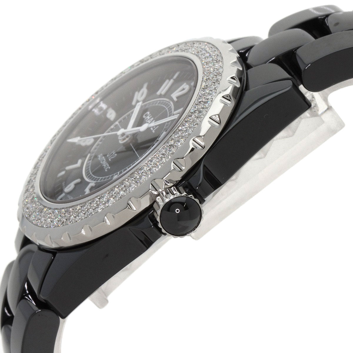 CHANEL J12 1.5" Double Diamond Bezel Watches H0950 Ceramic/Ceramic mens