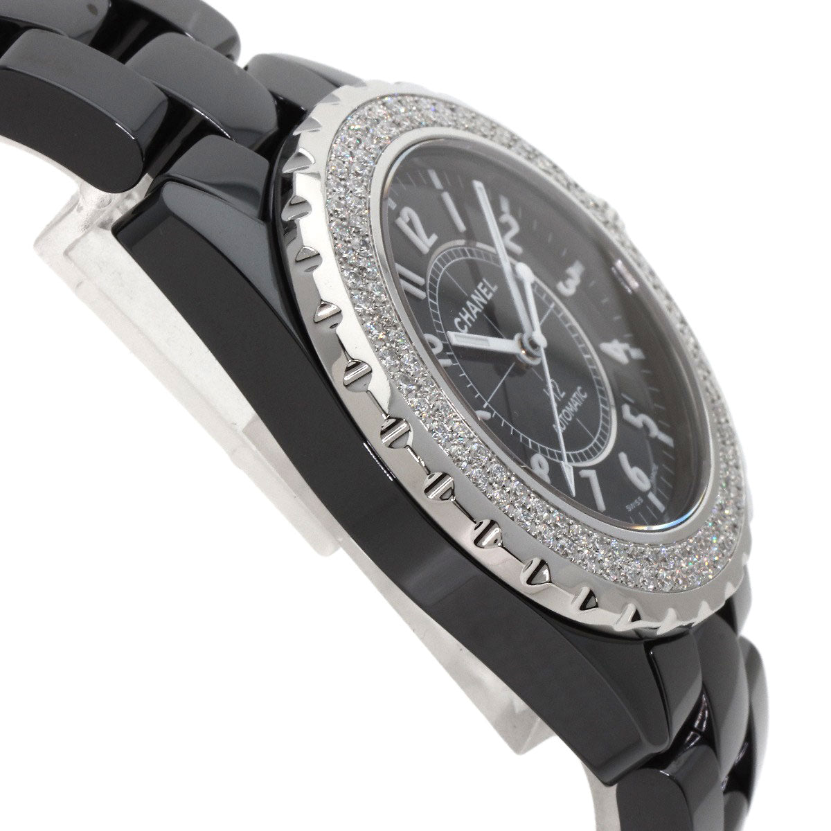 CHANEL J12 1.5" Double Diamond Bezel Watches H0950 Ceramic/Ceramic mens