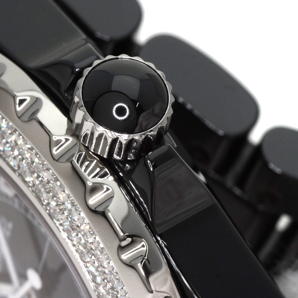 CHANEL J12 1.5" Double Diamond Bezel Watches H0950 Ceramic/Ceramic mens