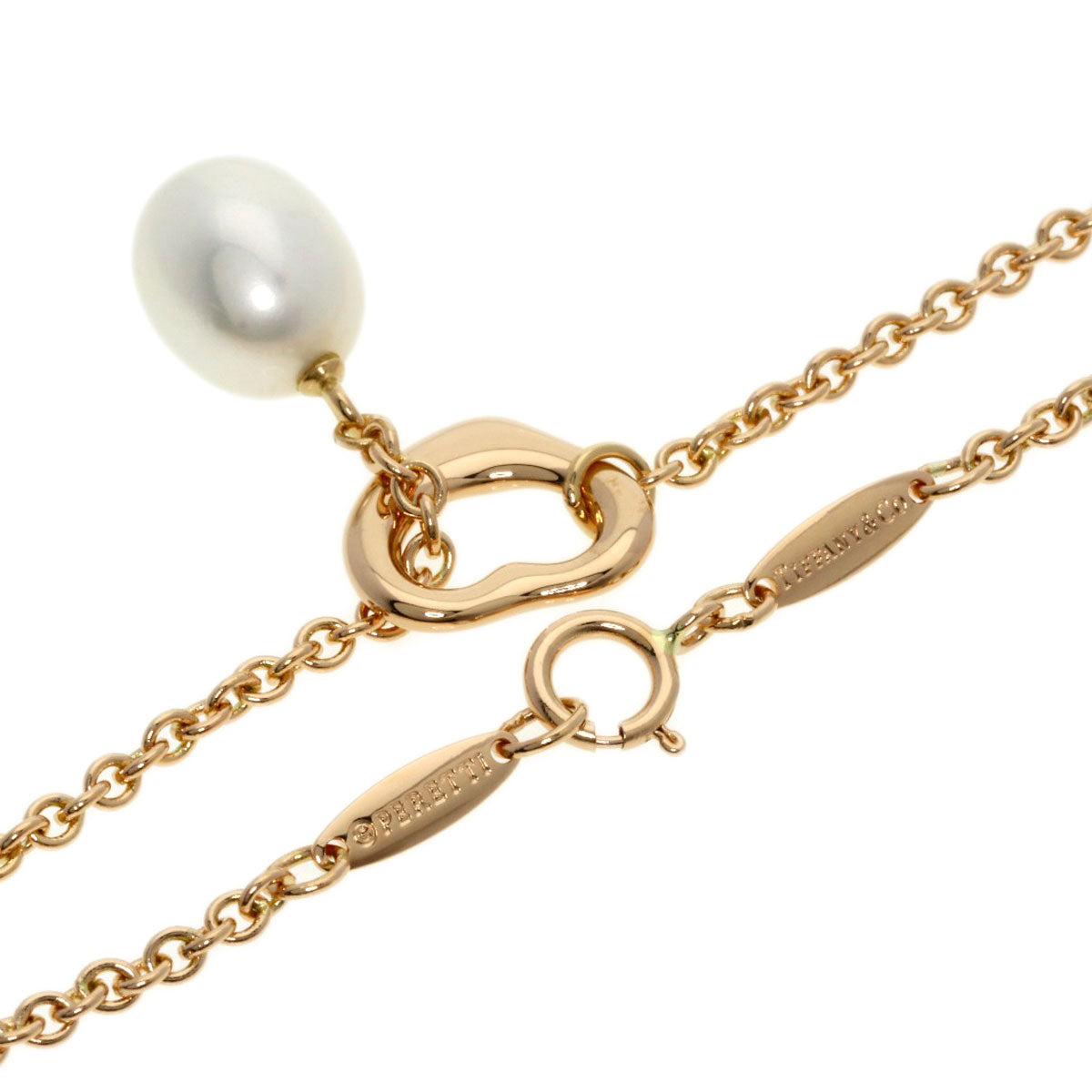 TIFFANY&Co.   Necklace Open Heart Lariat Pearl Pearl K18 Pink Gold Ladies